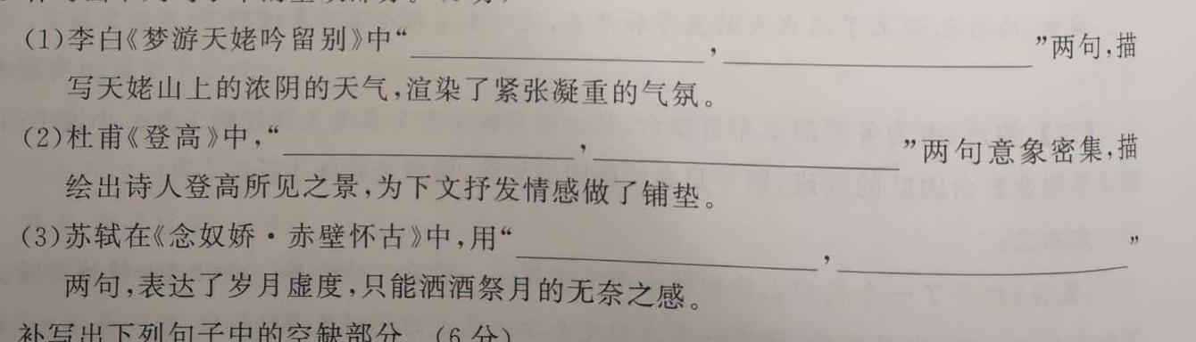 [今日更新]衡水金卷 2024届高三年级12月份大联考(新教材)语文试卷答案