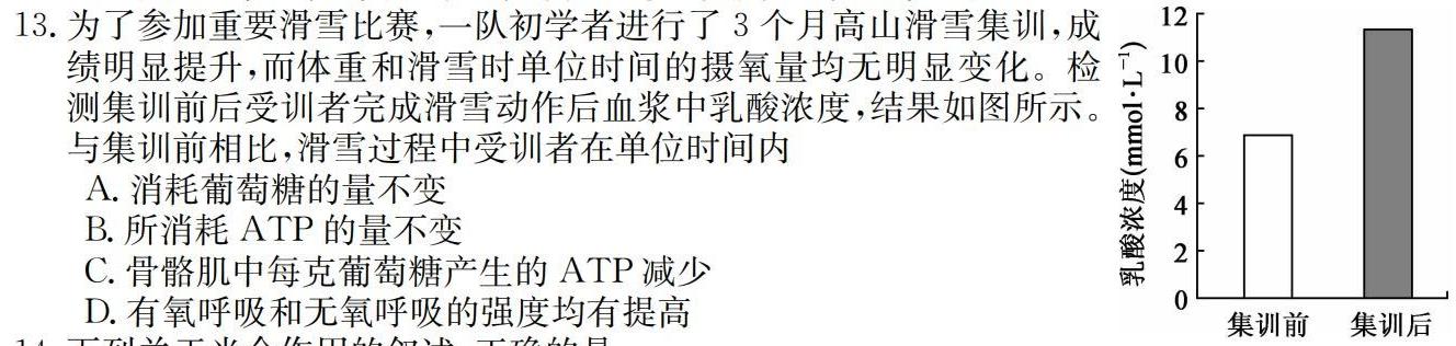 山东省2023-2024学年高三年级新高考联合质量测评12月联考生物