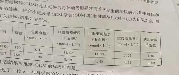 安徽省合肥市某校2023-2024学年九年级阶段检测生物