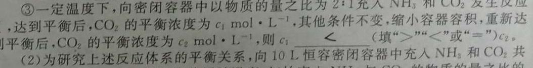 12023-2024学年安徽省九年级上学期阶段性练习(三)化学试卷答案