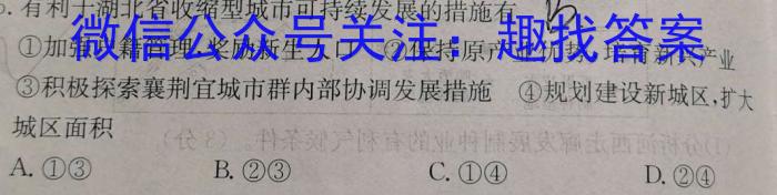 河南省2024年初中学业水平调研暨中考模拟测试地理试卷答案