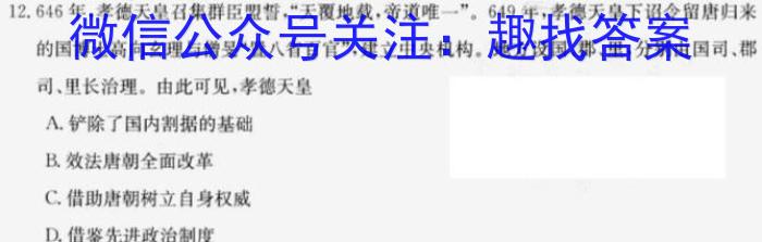 陕西省2023秋季九年级第二阶段素养达标测试（B卷）巩固卷历史