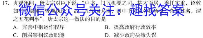 安徽省六安皋城中学2024届初三阶段性目标检测（四）历史