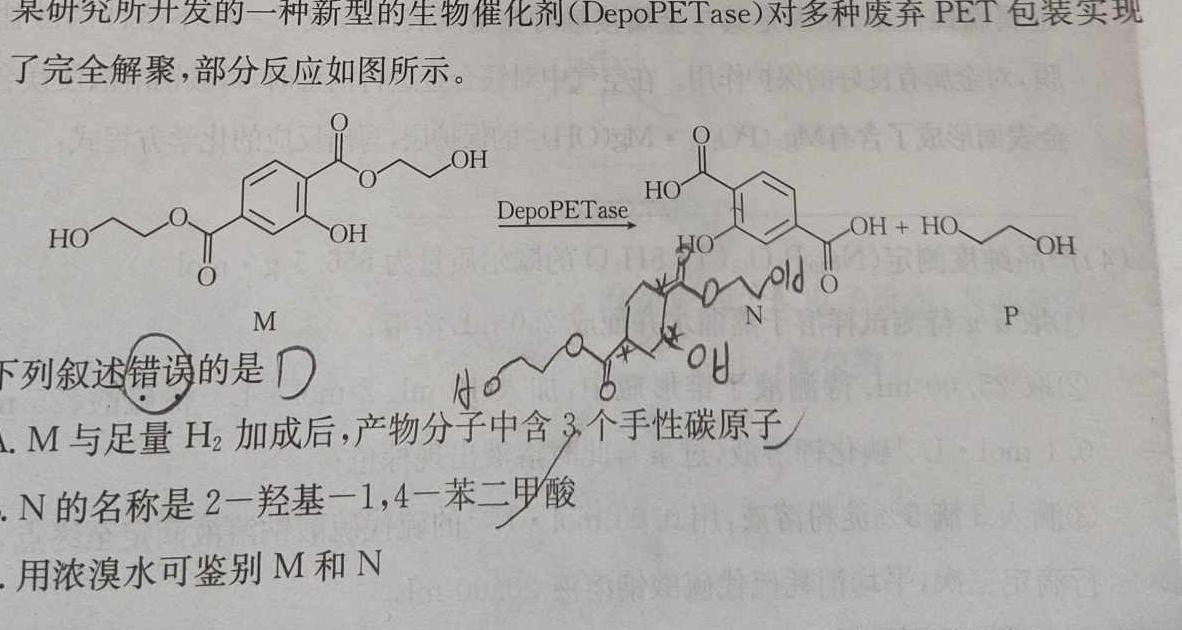 1［广东大联考］广东省江门市2024届高三年级上学期12月联考化学试卷答案