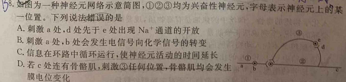 陕西省2023-2024学年度第一学期七年级课后综合作业（三）A生物学部分