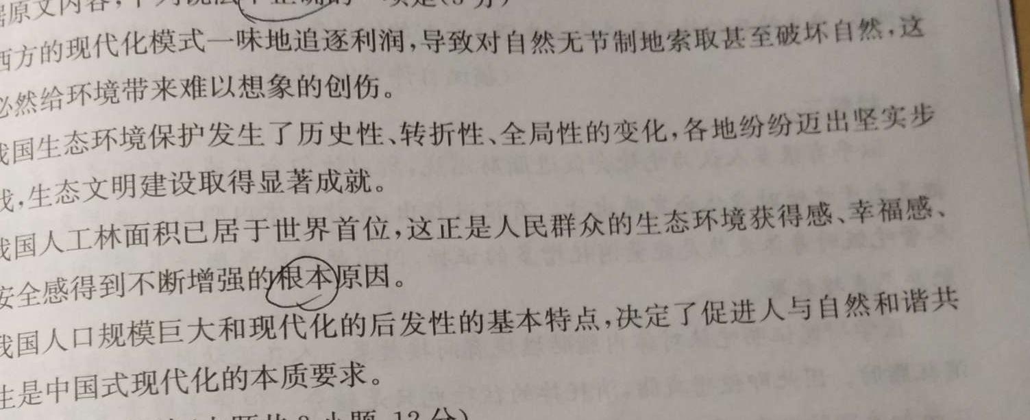 [今日更新]江西省2023年南昌县九年级第一次评估检测(24-10-CZ45c)语文试卷答案