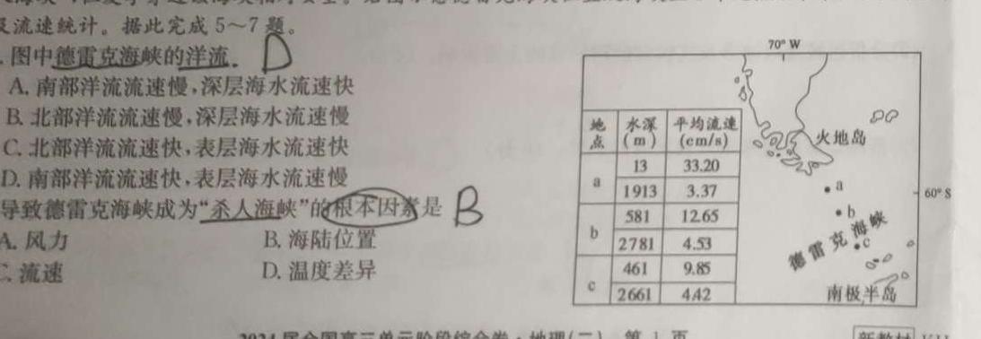 海淀八模 2024届高三模拟测试卷(八)8地理试卷答案。