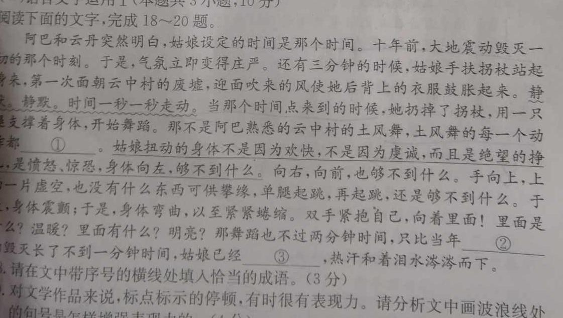 [今日更新]2024届高考模拟卷(四)4语文试卷答案