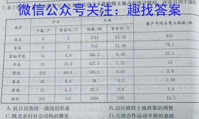 河南省2023-2024学年度第一学期九年级阶段性测试卷（3/4）历史