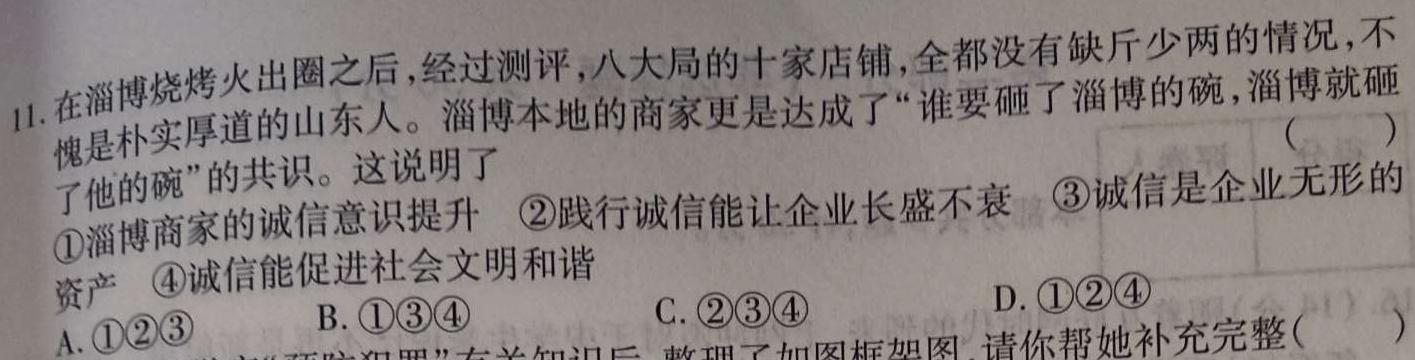 江西省景德镇市2023-2024学年度上学期高一期末考试思想政治部分