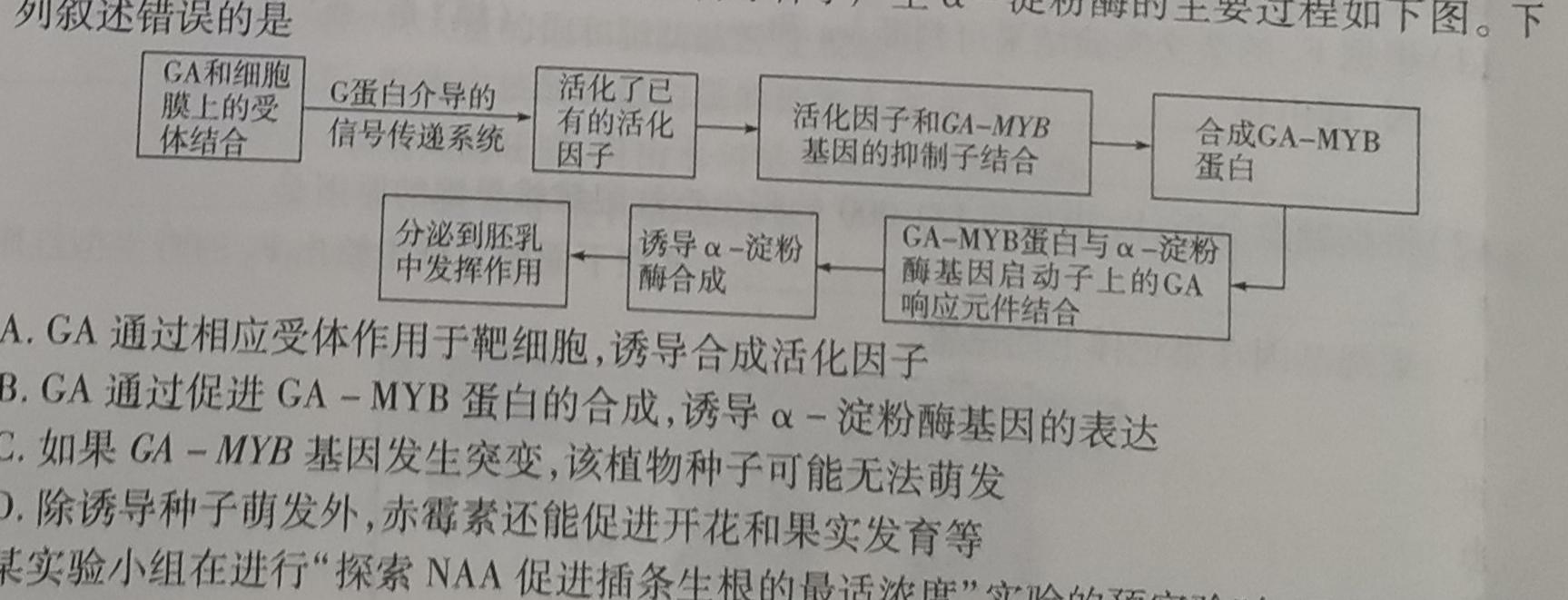 非凡吉创 2024届高三TOP二十名校调研考试八(243221D)生物学部分