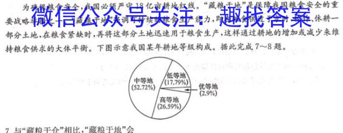 陕西省2023-2024学年第二学期高一年级4月联考♥地理试卷答案