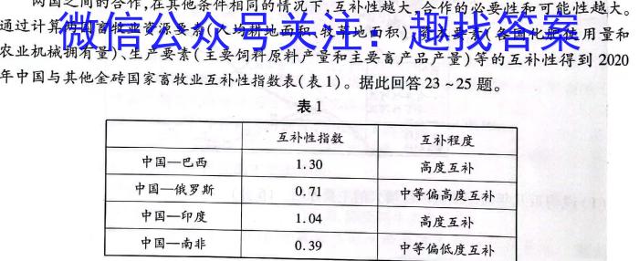 江西省2023-2024学年（下）高一普高班期中水平考试&政治