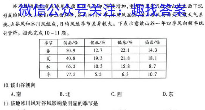 2024届黑龙江高三4月联考(电话)地理试卷答案