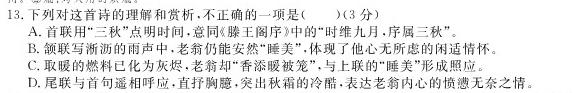 [今日更新]金科大联考·2023~2024学年度高三年级12月质量检测语文试卷答案