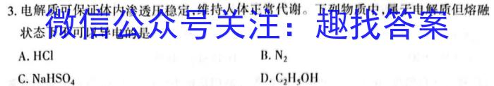3九师联盟2024届全国重点高中联合考试（12月）化学试题