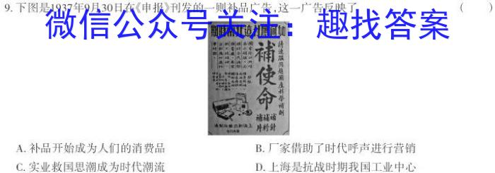 江西省2024届九年级第三次阶段适应性评估 R-PGZX A-JX历史