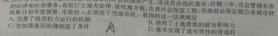 安徽省2024届淮北市淮北二中九年级第四次联考历史