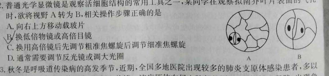 山西省2023-2024学年度高二年级上学期12月联考生物学部分