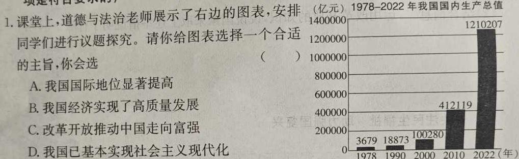 【精品】安徽鼎尖教育 2024届高一4月期中考试思想政治