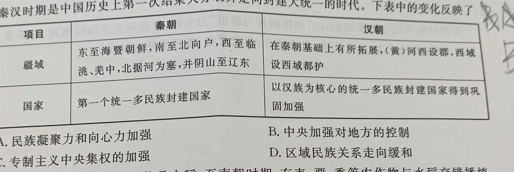 [今日更新]江西省2024届九年级第三次月考（短标）历史试卷答案