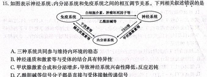 青海、宁夏2024届高三年级上学期12月联考生物学部分