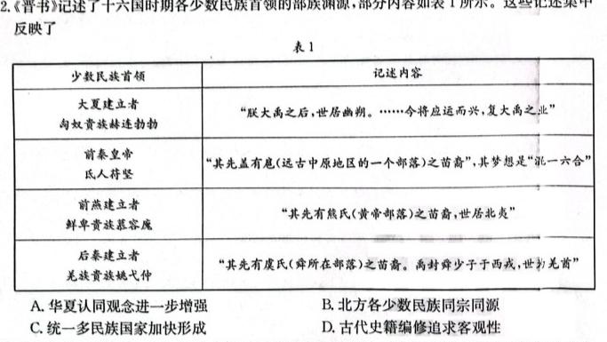 2023-2024学年广东省高二12月联考(24-206B)历史