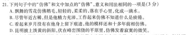 [今日更新]衡水金卷先享题调研卷2024答案(JJ·B)(三3)语文试卷答案