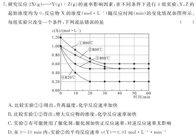 1天一大联考 2023-2024学年高中毕业班阶段性测试(四)化学试卷答案