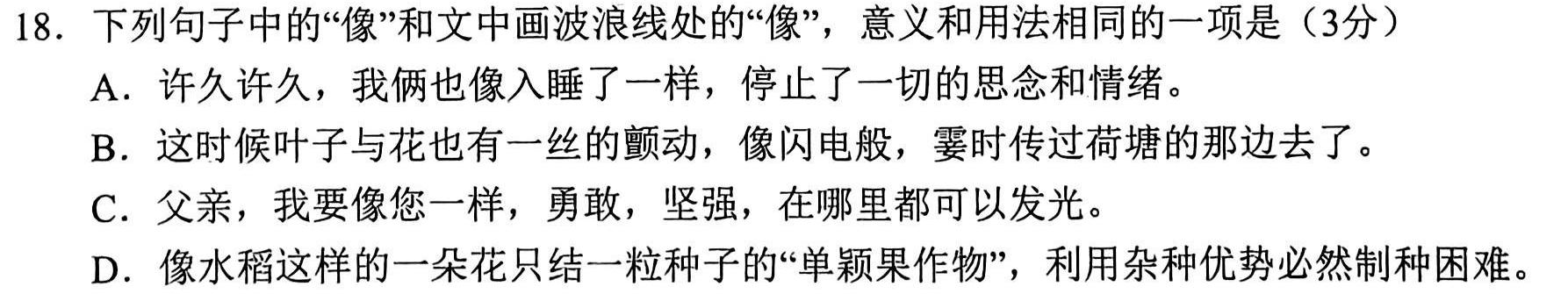 [今日更新]河北省2024届高三年级大数据应用调研联合测评(Ⅲ)语文试卷答案