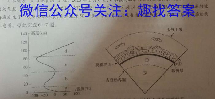 安徽省十联考 合肥六中2023~2024学年度高二下学期期末联考地理试卷答案