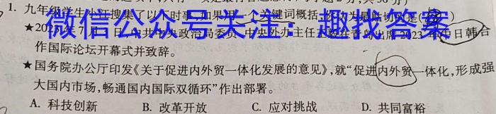 河南省2024届九年级第四次月考（期末）政治~