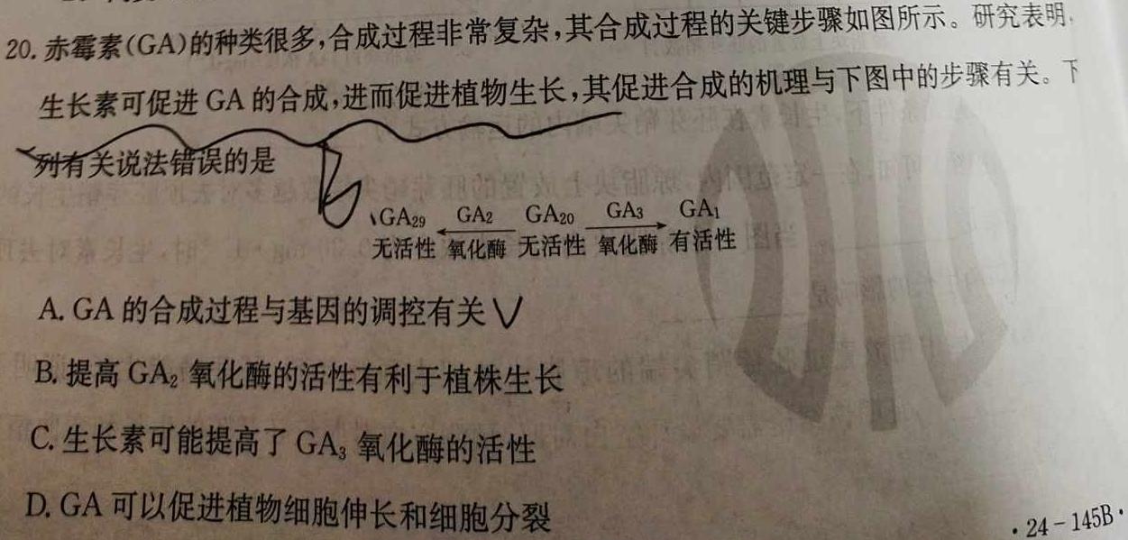 河北省2023-2024学年高二（上）质检联盟第三次月考生物