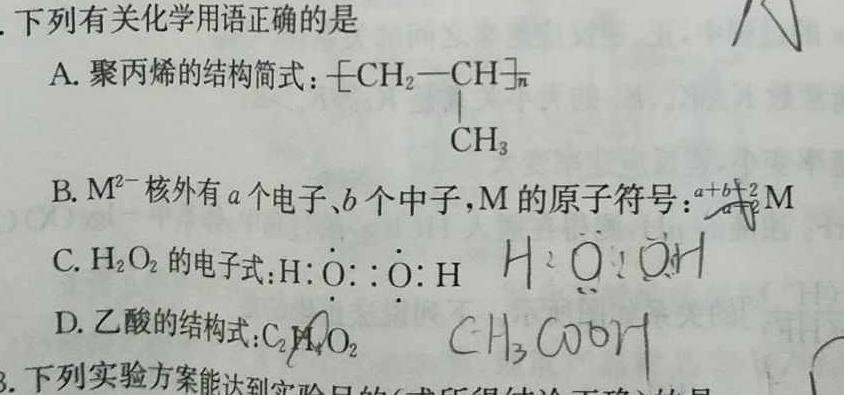 1九师联盟 2024届高三12月质量检测L化学试卷答案