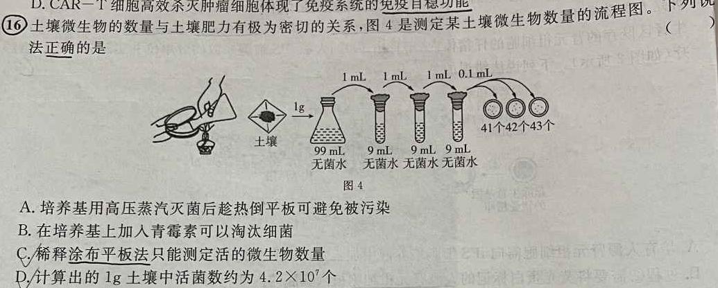 ［新疆大联考］新疆2024届高三年级上学期12月联考生物学部分