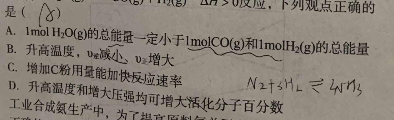 1安徽省十联考 合肥一中2024届高三第二次教学质量检测(243174D)化学试卷答案