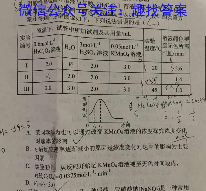 3衡水金卷先享题 2023-2024学年度高三一轮复习摸底测试卷·摸底卷(山东专版)化学试题