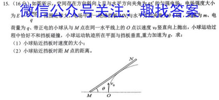 九师联盟 2023~2024学年高三核心模拟卷(中)(一)l物理