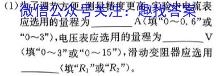 安徽省2023-2024学年度第一学期九年级学科素养练习（二）l物理