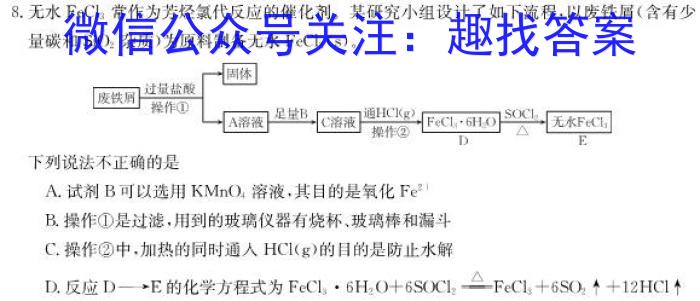 32024年普通高等学校全国统一模拟招生考试新未来高二12月联考化学试题