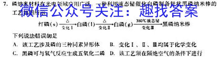 j九师联盟 2024届高三11月质量检测巩固卷(XG/LG/(新教材-L)G)化学试卷答案