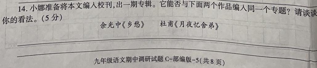 [今日更新]金考卷·百校联盟(新高考卷)2024年普通高等学校招生全国统一考试 预测卷(一)1语文试卷答案