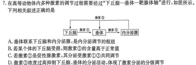 河北省2023~2024学年高二(上)质检联盟第三次月考(24-175B)生物学部分