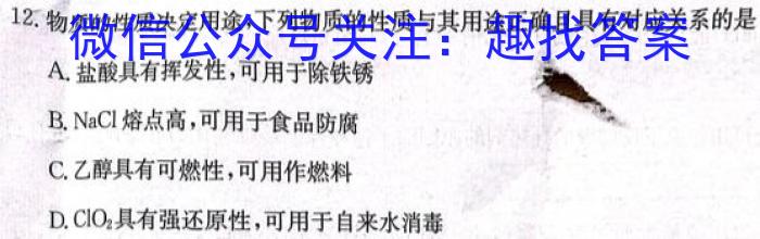 j浙江强基联盟2023学年第一学期高二12月联考(24-183B)化学试卷答案