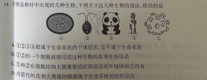 高考快递 2024年普通高等学校招生全国统一考试·信息卷(六)6新高考版生物学部分