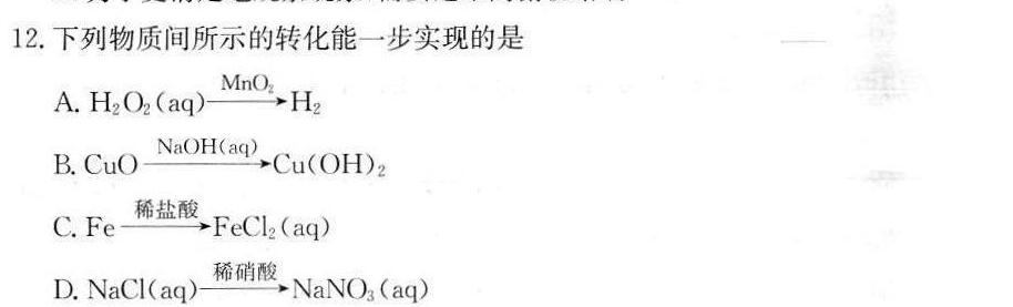 1江西省2024届九年级阶段评估(二) 3L R化学试卷答案