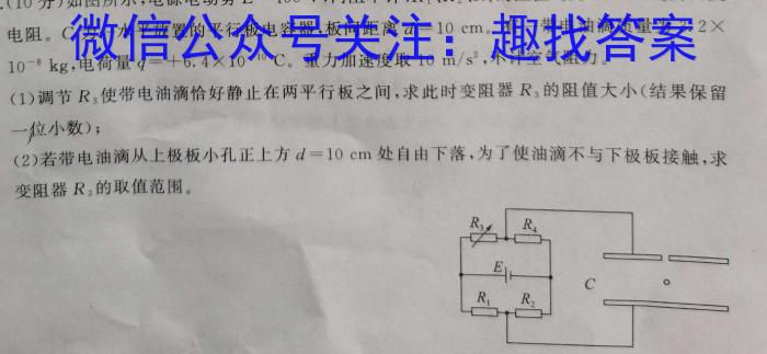 安徽省宿州市、省示范高中2024-2025学年第一学期高二期中教学质量检测物理试题答案