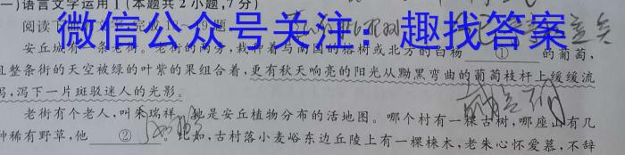 陕西省汉中市南郑区2023-2024学年度八年级第一学期期末检测考试(卷)/语文