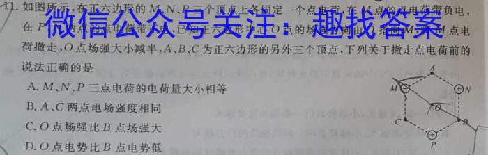 2024届六安一中高三质量检测卷(三)物理试题答案