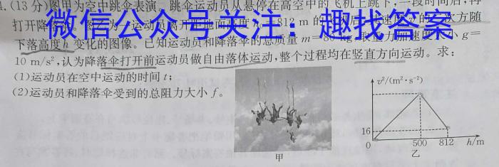 2024届普通高等学校招生全国统一考试 高三青桐鸣信息卷一f物理